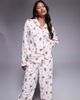 Boux Avenue Boux Avenue fleece long sleeve top & pants PJ set in puppy christmas print-Multi - 2