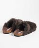 Boux Avenue Boux Avenue fluffy buckle detail mule slippers in brown - 3