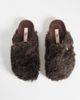 Boux Avenue Boux Avenue fluffy buckle detail mule slippers in brown - 4