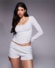 Boux Avenue Boux Avenue heart pointelle long sleeve top and shorts pajama set in heather gray - 1