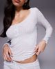 Boux Avenue Boux Avenue heart pointelle long sleeve top and shorts pajama set in heather gray - 3