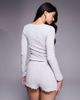 Boux Avenue Boux Avenue heart pointelle long sleeve top and shorts pajama set in heather gray - 4