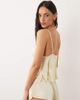 Boux Avenue Boux Avenue Kaya satin cami set in yellow with pink trim - 3