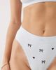 Boux Avenue Boux Avenue lace trim high leg embroidered bow thong in light blue - 3