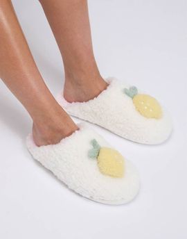Boux Avenue Boux Avenue lemon mule slippers in ivory-White