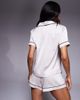 Boux Avenue Boux Avenue Luxe satin revere top and shorts set with piping detail in cream-Neutral - 2