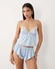 Boux Avenue Boux Avenue Nyra satin cami and shorts sleepwear set with floral lace-trim detailing in light blue - 1