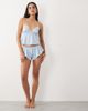 Boux Avenue Boux Avenue Nyra satin cami and shorts sleepwear set with floral lace-trim detailing in light blue - 2