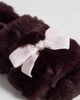 Boux Avenue Boux Avenue open toe rhinestone heart bow front plush slippers in berry-Red - 2