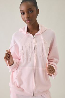 Boys Lie Boys Lie Cotton Candy Embroidered Graphic Harley Zip-Up Hoodie Sweatshirt in Pink, Women's at Urban Outfitters