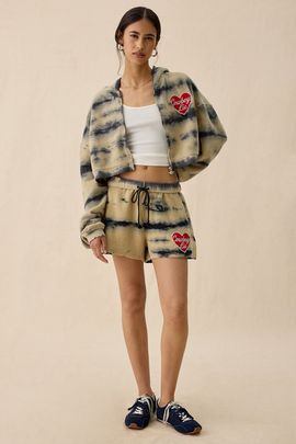 Boys Lie Boys Lie Cowboys Lie Tie-Dye Brushed Sweat Shorts in Tan, Women's at Urban Outfitters