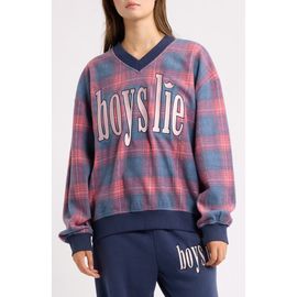 BOYS LIE BOYS LIE Kelly Hayley Graphic Plaid V-Neck Sweatshirt