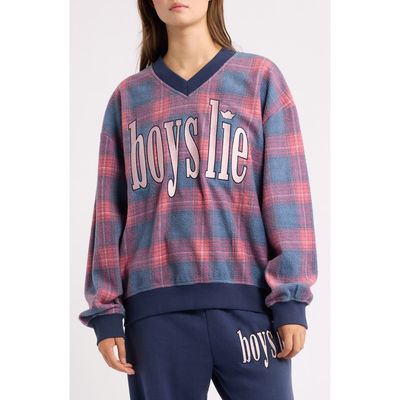 BOYS LIE BOYS LIE Kelly Hayley Graphic Plaid V-Neck Sweatshirt
