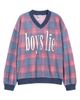 BOYS LIE BOYS LIE Kelly Hayley Graphic Plaid V-Neck Sweatshirt - 5
