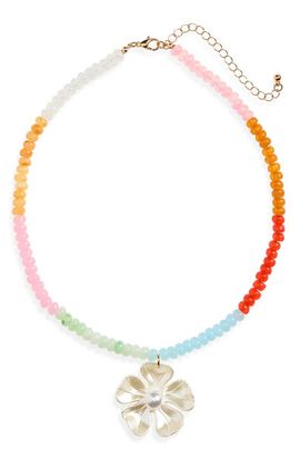 BP. BP. Beaded Faux Pearl Floral Pendant Necklace