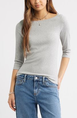 BP. BP. Boat Neck Three-Quarter Sleeve Top