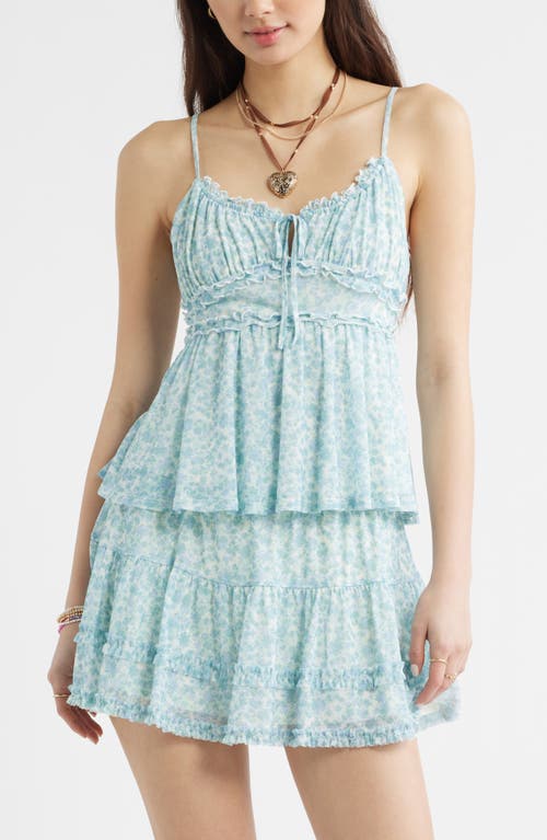 BP. BP. Floral Mesh Ruffle Trim Camisole