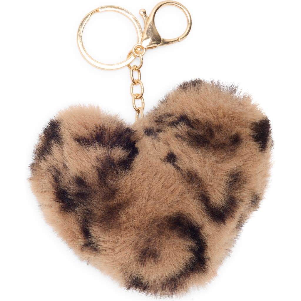 BP. BP. Fuzzy Leopard Faux Fur Heart Bag Charm 