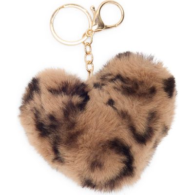 BP. BP. Fuzzy Leopard Faux Fur Heart Bag Charm 
