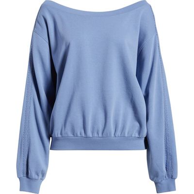 BP. BP. Lace Trim Off the Shoulder Cotton Blend Sweatshirt