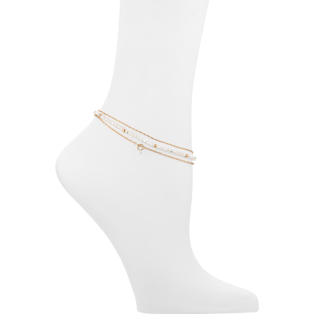 BP. BP. Set of 3 Assorted Faux Pearl Bead & Chain Anklets