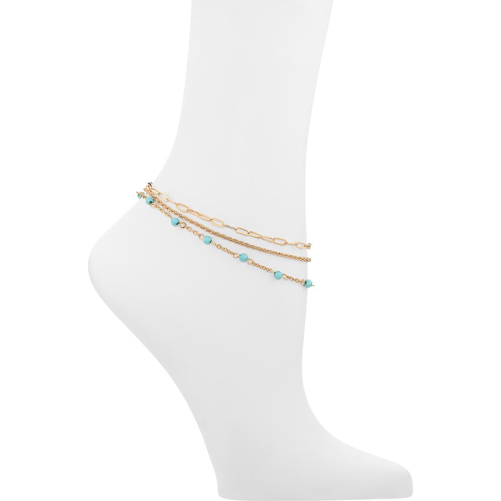BP. BP. Set of 3 Assorted Station Bead & Chain Anklets