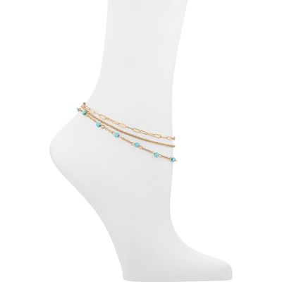 BP. BP. Set of 3 Assorted Station Bead & Chain Anklets