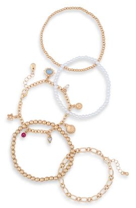 BP. BP. Set of 5 Shell Charm Bracelets