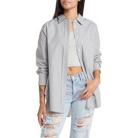 BP. BP. Stripe Oversize Cotton Button-Up Shirt