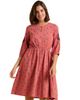 Brakeburn Brakeburn Rolling 3/4 Sleeve Round Neck Midi Dress - 1