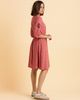 Brakeburn Brakeburn Rolling 3/4 Sleeve Round Neck Midi Dress - 2