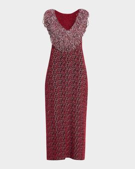 Brandon Maxwell Amara Beaded Sheath Midi Dress