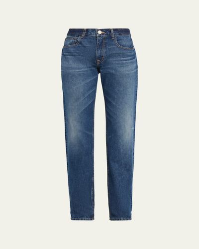 Brandon Maxwell Beau Buckle-Waist Straight-Leg Jeans