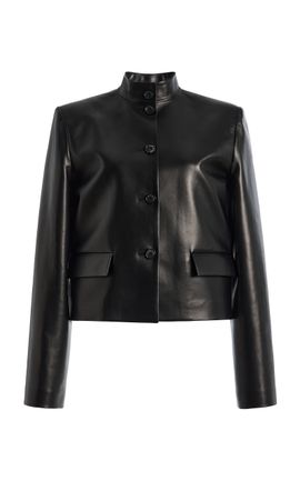 Brandon Maxwell Brandon Maxwell Brooks Cropped Lamb Leather Jacket