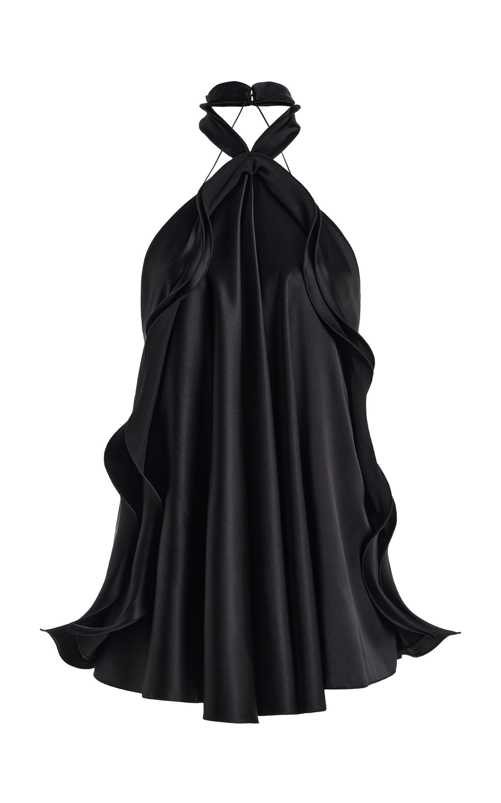 Brandon Maxwell Brandon Maxwell Conley Draped Silk Charmeuse Halter Top