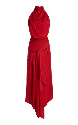 Brandon Maxwell Brandon Maxwell Exclusive The Marin Draped Twill Midi Scarf Dress