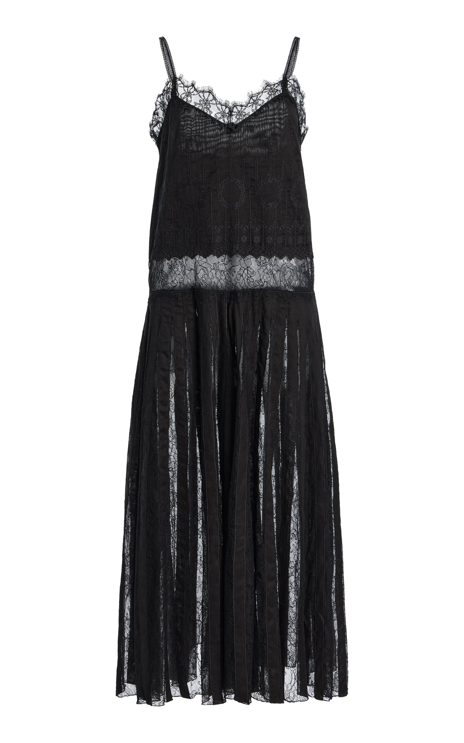 Brandon Maxwell Brandon Maxwell Rooney Embroidered Lace Cotton Midi Slip Dress