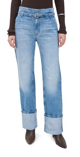 The Belted Alexa Cuffed Denim in Vintage Wash