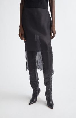 Brandon Maxwell Brandon Maxwell The Brett Tiered Silk Organza Pencil Skirt