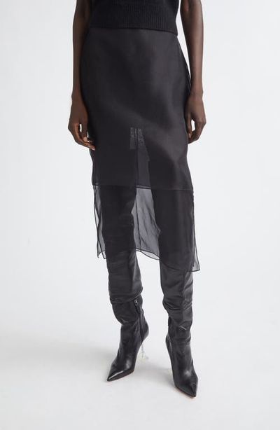 Brandon Maxwell Brandon Maxwell The Brett Tiered Silk Organza Pencil Skirt