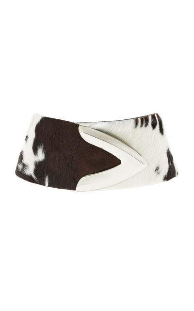 Brandon Maxwell Brandon Maxwell The Callahan Wide Belt With Oversized Metal Tip Hardware Black/white 70 cm