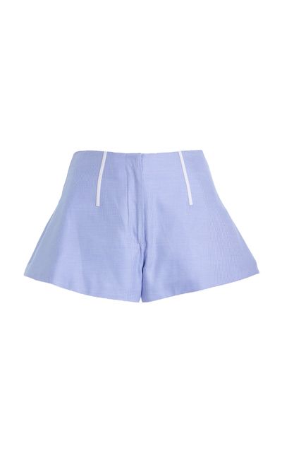 Brandon Maxwell Brandon Maxwell The Cricket BoningDetailed Cotton Mini Shorts Light Blue