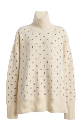 Brandon Maxwell Brandon Maxwell The Hughes EyeletDetailed Oversized Cashmere Turtleneck Sweater
