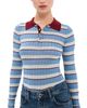 Brandon Maxwell Brandon Maxwell The Joni Silk Cashmere Blend Knit Polo Top Blue Stripe - 1