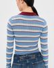 Brandon Maxwell Brandon Maxwell The Joni Silk Cashmere Blend Knit Polo Top Blue Stripe - 3