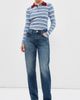 Brandon Maxwell Brandon Maxwell The Joni Silk Cashmere Blend Knit Polo Top Blue Stripe - 5