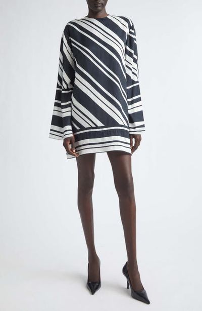 Brandon Maxwell Brandon Maxwell The Leni Striped Long Sleeve Minidress