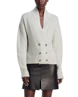 Brandon Maxwell Brandon Maxwell The Lowen Cashmere Silk Knit Double Breasted Shawl Cardigan
