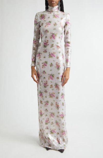 Brandon Maxwell The Monet Long Sleeve Sequin Column Gown