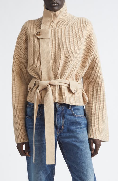 Brandon Maxwell Brandon Maxwell The Neal Belted Cashmere Zip Cardigan